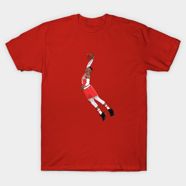 Russell Westbrook Dunk Houston Rockets T-Shirt by xavierjfong